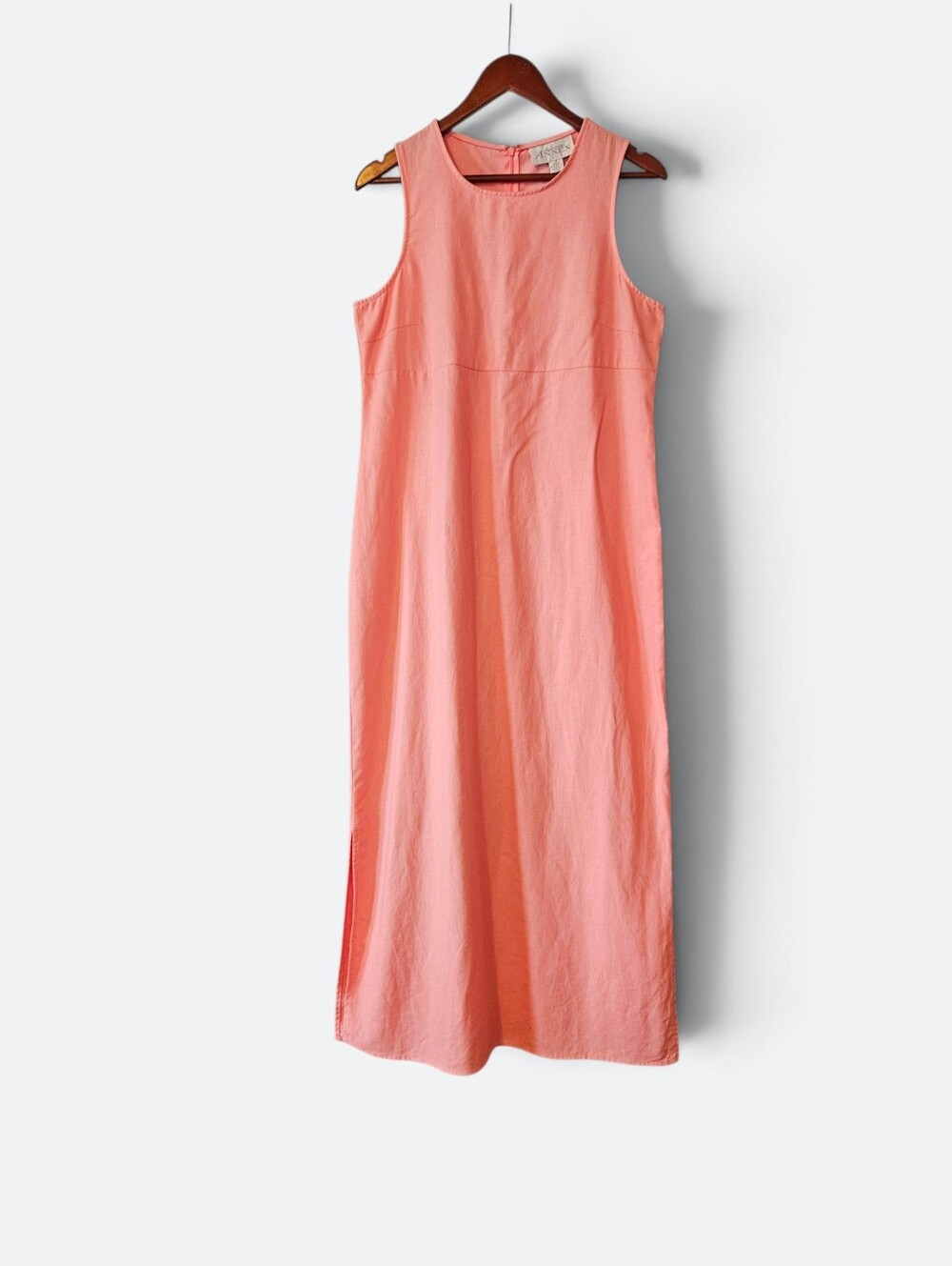 Vintage Annex by Casual Corner Linen Blend Straight Fit Light Pink Maxi Dress 8